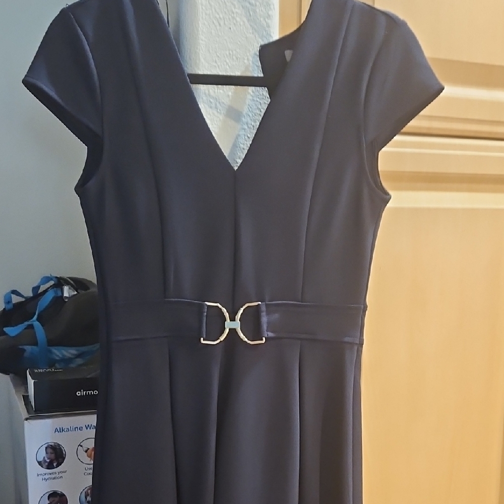 H&M Black Mini Dress with Gold Buckle